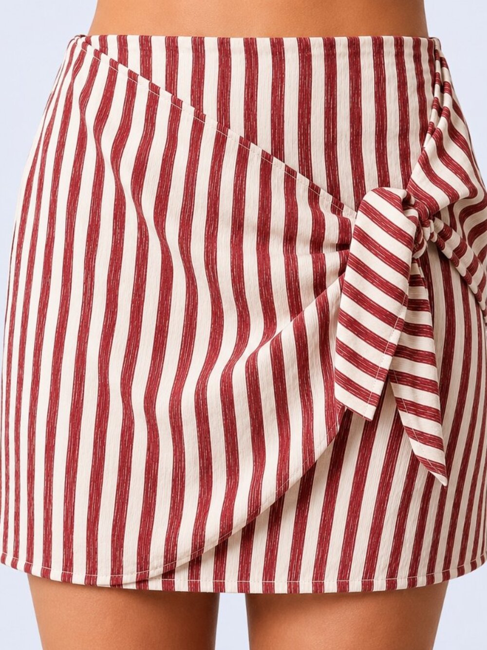 NWT Altar'd State Red White Striped Wrap Mini Skirt Size M
